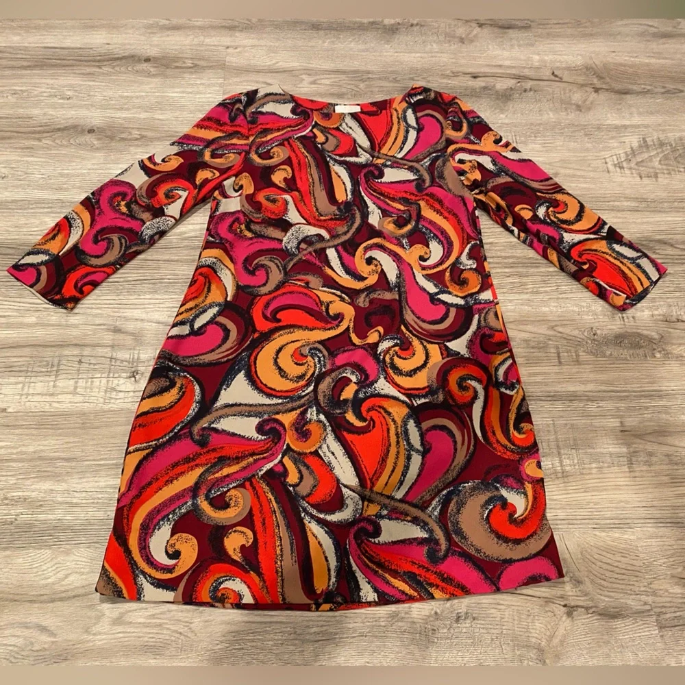 Anthropologie Maeve Shift Dress Print Red Pink Size Small - Picture 2 of 5